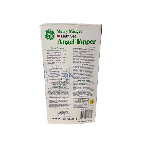 Vintage Merry Midget Angel Christmas Tree Topper GE 10 Light Set 9" Tall - Picture 10 of 10